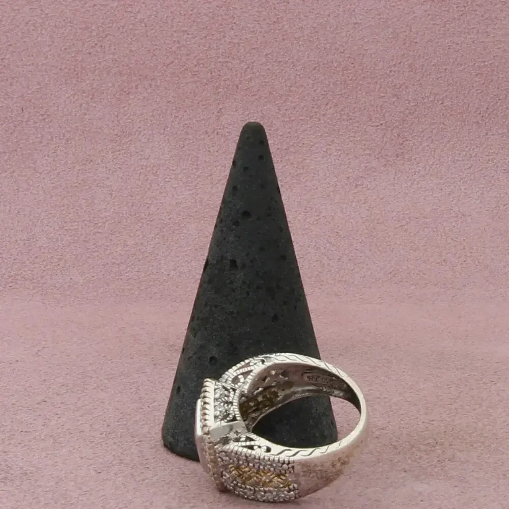 sterling silver princess-cut blue sapphire and cz ring size 5.75